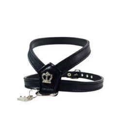 075 Harnais En Cuir Noir Avec Couronne En Strass Estilfordog
