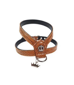 075 Harnais En Simili Cuir Façon Anaconda Marron Estilfordog