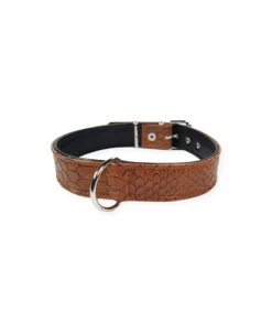 097 Collier En Simili Cuir Façon Anaconda Marron Estilfordog