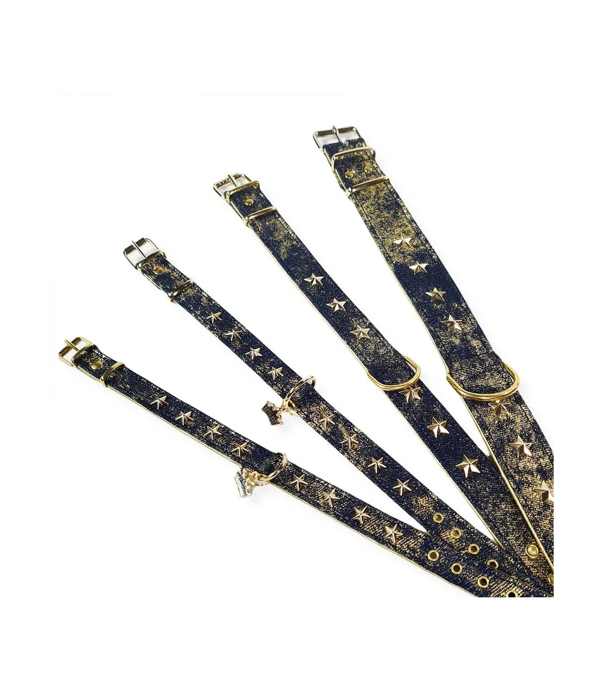 198 Collier En Jean Vieilli Effet Usé Avec Étoiles Dorées Estilfordog 1 198 Collier En Jean Vieilli Effet Usé Avec Étoiles Dorées Estilfordog