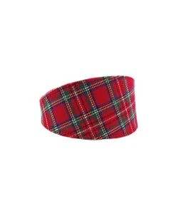 226 Collier Lévrier En Tissu Écossais Rouge Estilfordog