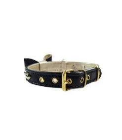 299 Collier En Cuir Noir Et Doré Avec Nœud Estilfordog -Animaux Amour Promos Boutique 299 collier en cuir noir et dore avec noeud estilfordog 5
