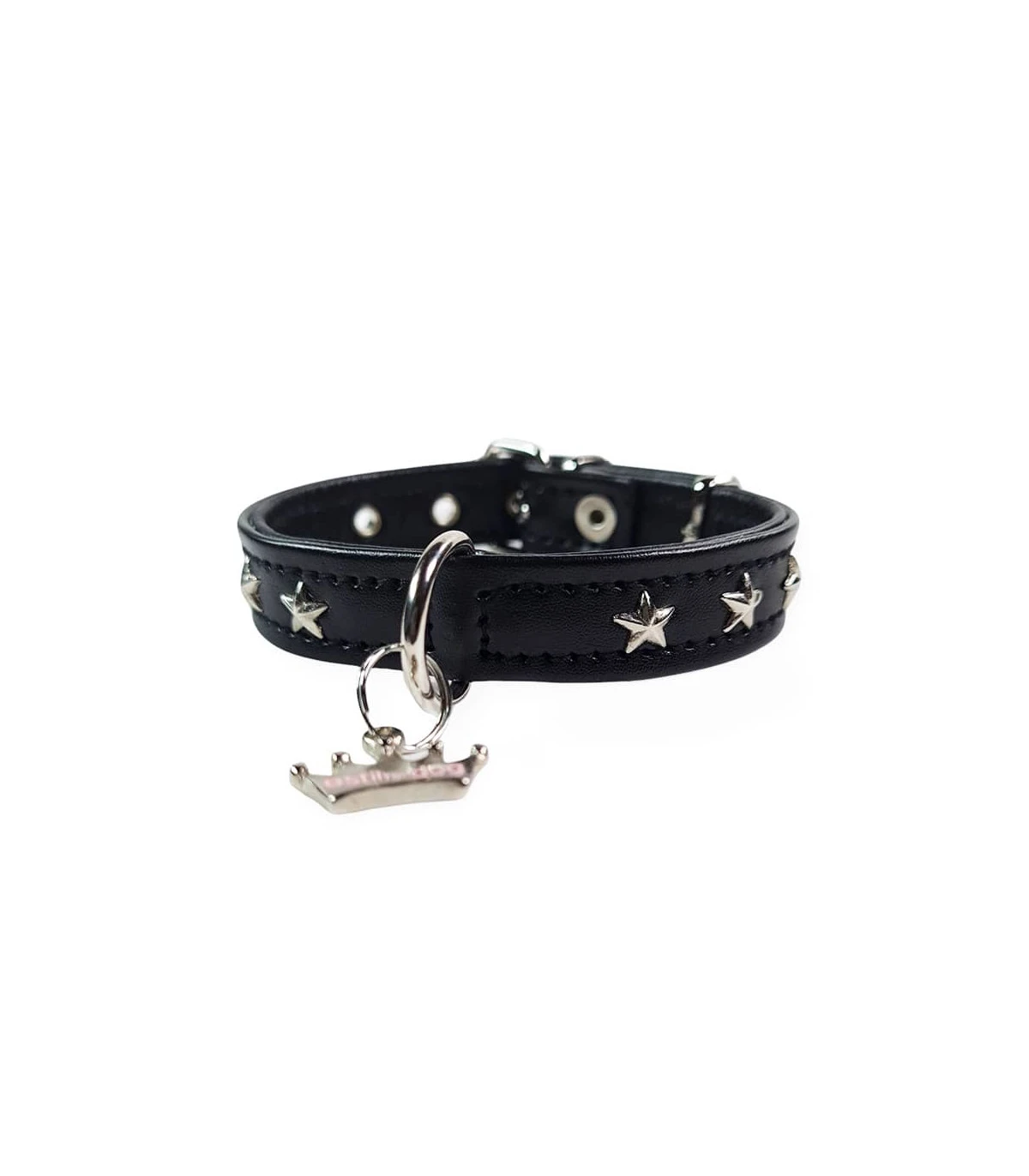 059 Collier En Cuir Noir Avec étoiles Argentées Estilfordog 4 059 Collier En Cuir Noir Avec étoiles Argentées Estilfordog – Image 4