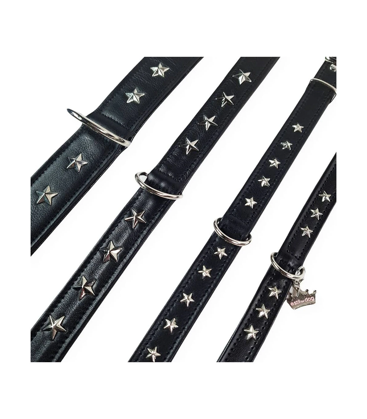 059 Collier En Cuir Noir Avec étoiles Argentées Estilfordog 9 059 Collier En Cuir Noir Avec étoiles Argentées Estilfordog – Image 9