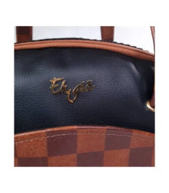 Art 23 Sac De Transport En Simili Cuir Noir Et Damier Marron Ehgia -Animaux Amour Promos Boutique 555 5