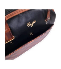 Art 23 Sac De Transport En Simili Cuir Noir Et Damier Marron Ehgia -Animaux Amour Promos Boutique 555 7