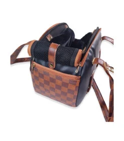 Art 23 Sac De Transport En Simili Cuir Noir Et Damier Marron Ehgia -Animaux Amour Promos Boutique 555 9