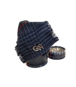 ABF252-B Echarpe à Nouer écossaise Bleu Ferribiella