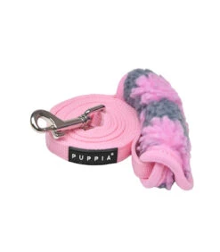 AL1975 Laisse En Nylon Rose Avec Poignée En Façon Mouton Gris Et Rose Ren Puppia