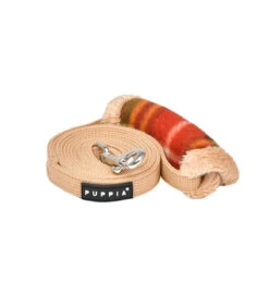 AL1985 Laisse En Nylon Beige Avec Poignée Ecossaise Rouge Norman Puppia