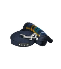 AL1985 Laisse En Nylon Navy Avec Poignée Ecossaise Bleu Marine Norman Puppia