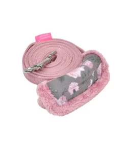 AL7726 Laisse En Nylon Rose Avec Poignée Imprimé Fleuri Gris Calla Pinkaholic