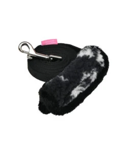 AL7728 Laisse En Nylon Noir Avec Poignée Doudou Noir Et Blanche Chyanne Pinkaholic