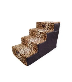 Art 40 Escalier 4 Marches En Léopard Et Matelassé Simili Cuir Noir Ehgia