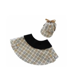 Cape à Nouer En Lainage écossais Tartan Beige Croci