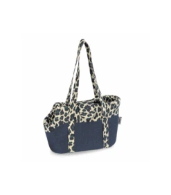 CC137/D Sac De Ville En Toile Façon Jean Et Léopard Vert Camon