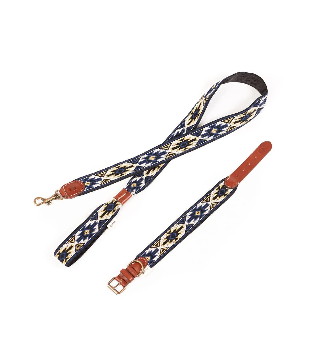 Collier Aztèque Bleu En Tissu Et Cuir Peyote Buddys 6 Collier Aztèque Bleu En Tissu Et Cuir Peyote Buddys – Image 6