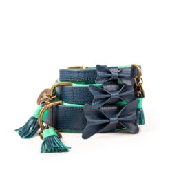 Collier En Cuir Bleu Canard Façon Lézard Buster Dwam