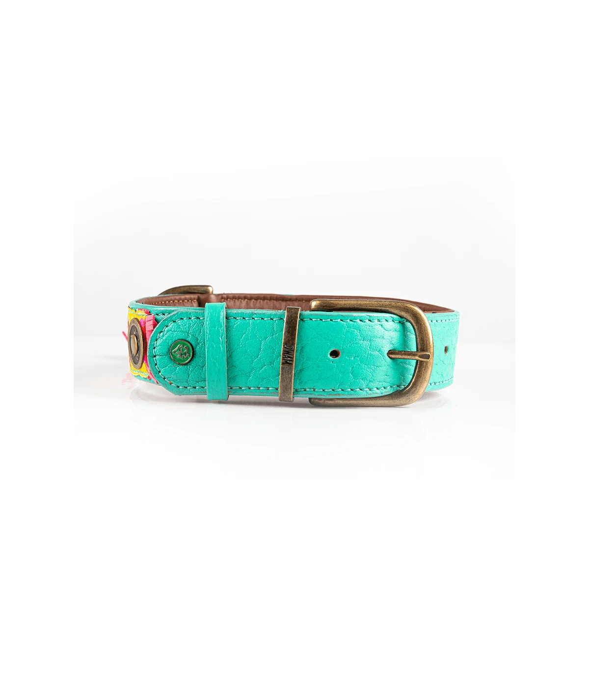 Collier En Cuir Et Galon Fleuri Jaune Lotus Dwam 2 Collier En Cuir Et Galon Fleuri Jaune Lotus Dwam – Image 2