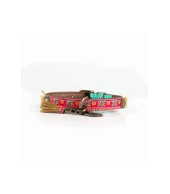 Collier En Cuir Et Galon Rouge Poppy Dwam -Animaux Amour Promos Boutique collier en cuir et galon rouge poppy dwam 1 3