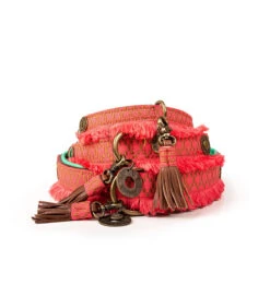 Collier En Cuir Et Passementerie Saumon Holly Dwam