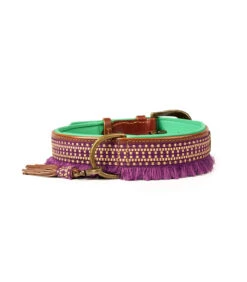Collier En Cuir Et Passementerie Violette Hazel Dwam -Animaux Amour Promos Boutique collier en cuir et passementerie violette hazel dwam 5