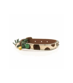 Collier En Cuir Vert Et Poil Léopard Pour Chat Ivy Dwam
