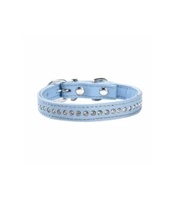Collier En Cuir Et Strass Bleu Ciel Éclat Bobby