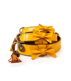 Collier En Cuir Jaune Façon Lézard Bibi Dwam