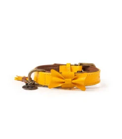Collier En Cuir Jaune Façon Lézard Bibi Dwam -Animaux Amour Promos Boutique collier en cuir jaune bibi dwam 4