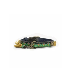 Collier En Cuir Noir Et Passementerie Verte Montana Sky Dwam -Animaux Amour Promos Boutique collier en cuir noir et passementerie verte dwam 6