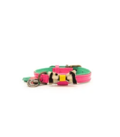 Collier En Cuir Rose Avec Nœud Amovible Zèbre City Blossom Dwam -Animaux Amour Promos Boutique collier en cuir rose avec noeud amovible zebre city blossom dwam 4