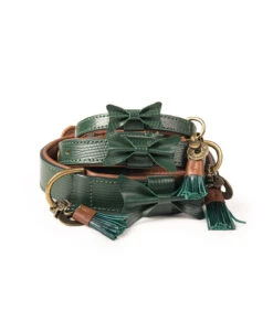 Collier En Cuir Vert Bouteille Façon Lézard Bowie Dwam