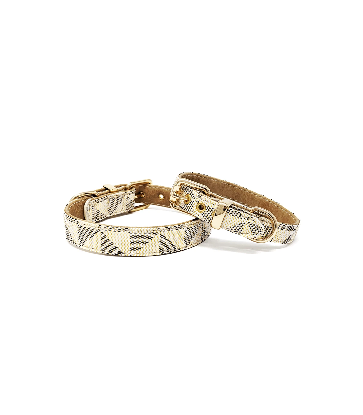 Collier En Simili Cuir Géométrique Marron Et Beige Catwalk 2 Collier En Simili Cuir Géométrique Marron Et Beige Catwalk – Image 2