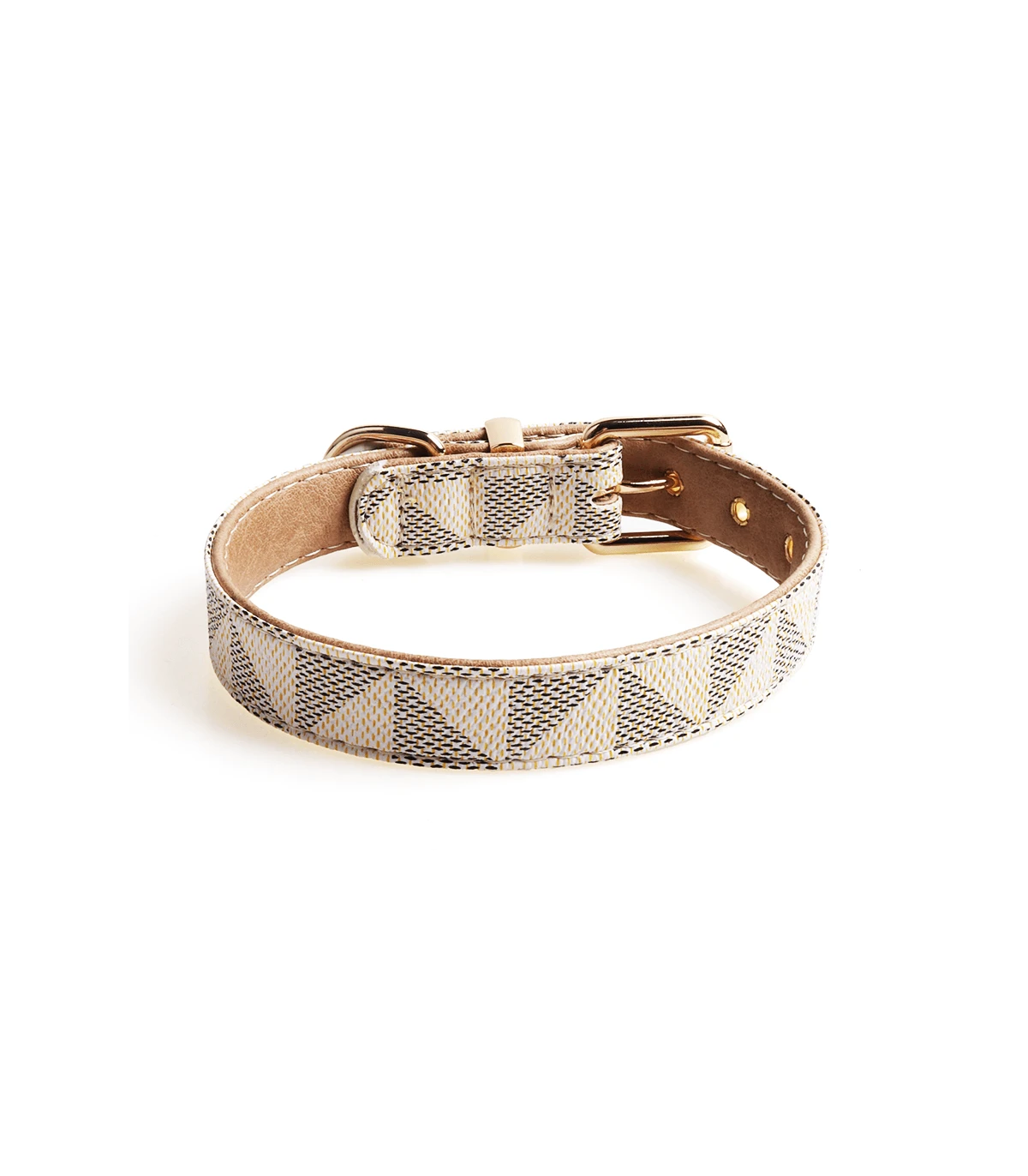 Collier En Simili Cuir Géométrique Marron Et Beige Catwalk 3 Collier En Simili Cuir Géométrique Marron Et Beige Catwalk – Image 3