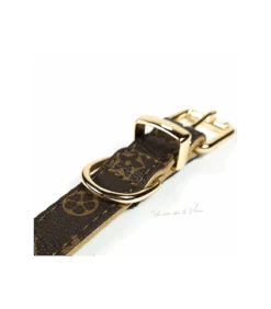 Collier En Simili Cuir Marron Monogramme Chewy Beige Catwalk
