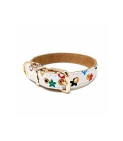 Collier En Simili Cuir Blanc Monogramme Chewy Multicolor Catwalk 6 Collier En Simili Cuir Blanc Monogramme Chewy Multicolor Catwalk -Animaux Amour Promos Boutique collier en simili cuir monogramme blanc catwalk 1 2