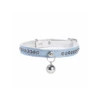 Collier Pour Chat En Cuir Souple Et Strass Bleu Ciel Eclat Bobby