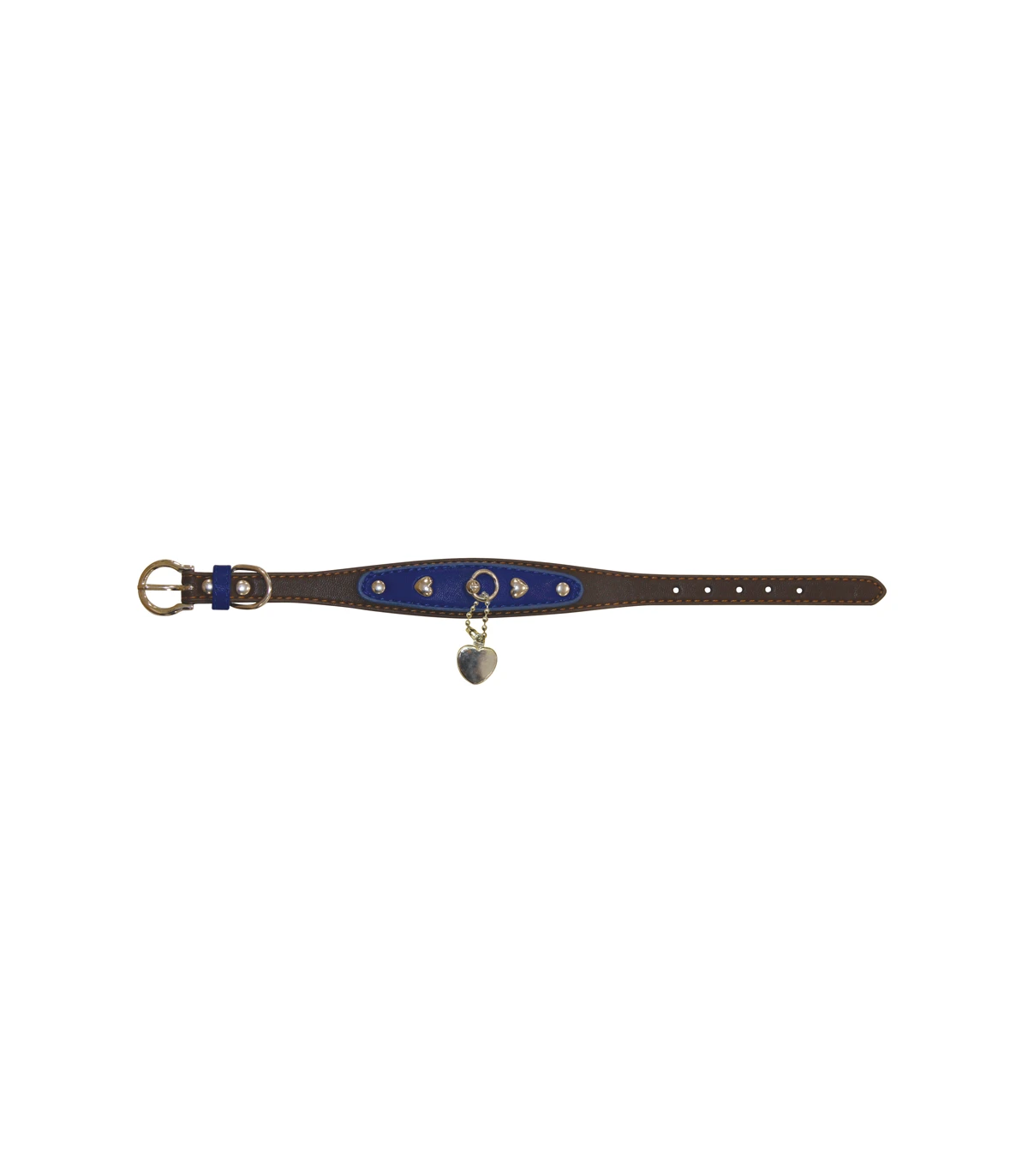 Collier Simili Cuir Heart Marron Et Bleu Roi Croci 2 Collier Simili Cuir Heart Marron Et Bleu Roi Croci – Image 2