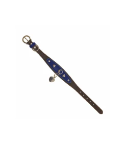 Collier Simili Cuir Heart Marron Et Bleu Roi Croci