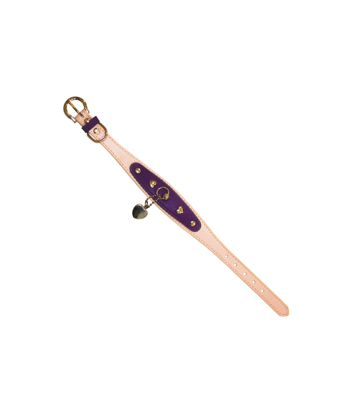 Collier Simili Cuir Heart Rose Et Violet Croci 1 Collier Simili Cuir Heart Rose Et Violet Croci