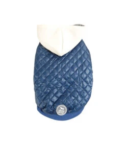 Doudoune Matelassé Bleu Avec Capuche Blanche Fizz Freedog