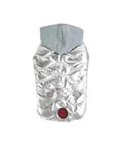 Doudoune Matelassé Métalisé Argenté à Capuche Mesos Freedog