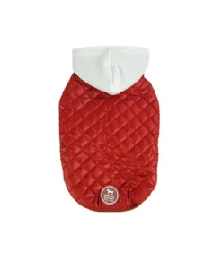 Doudoune Matelassé Rouge Avec Capuche Blanche Fizz Freedog