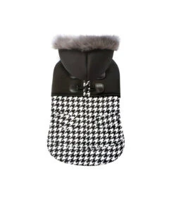 Manteau à Capuche Pied De Poule En Néoprène Coco Croci