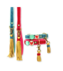 Ensemble De Collier Et Laisse En Velours Bleu Storm Dwam -Animaux Amour Promos Boutique ensemble de collier et laisse en velours bleu storm dwam 2
