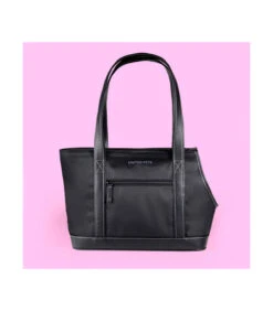 GP1301-NF Sac De Transport En Toile Noir Avec Intérieur à Motif Rose United Pets