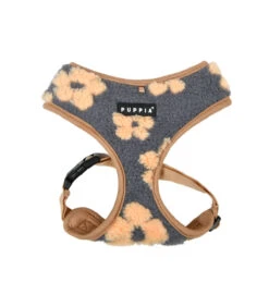 HA1975 Harnais Doudou Façon Mouton Imprimé Fleurs Grises Et Beige Ren Puppia