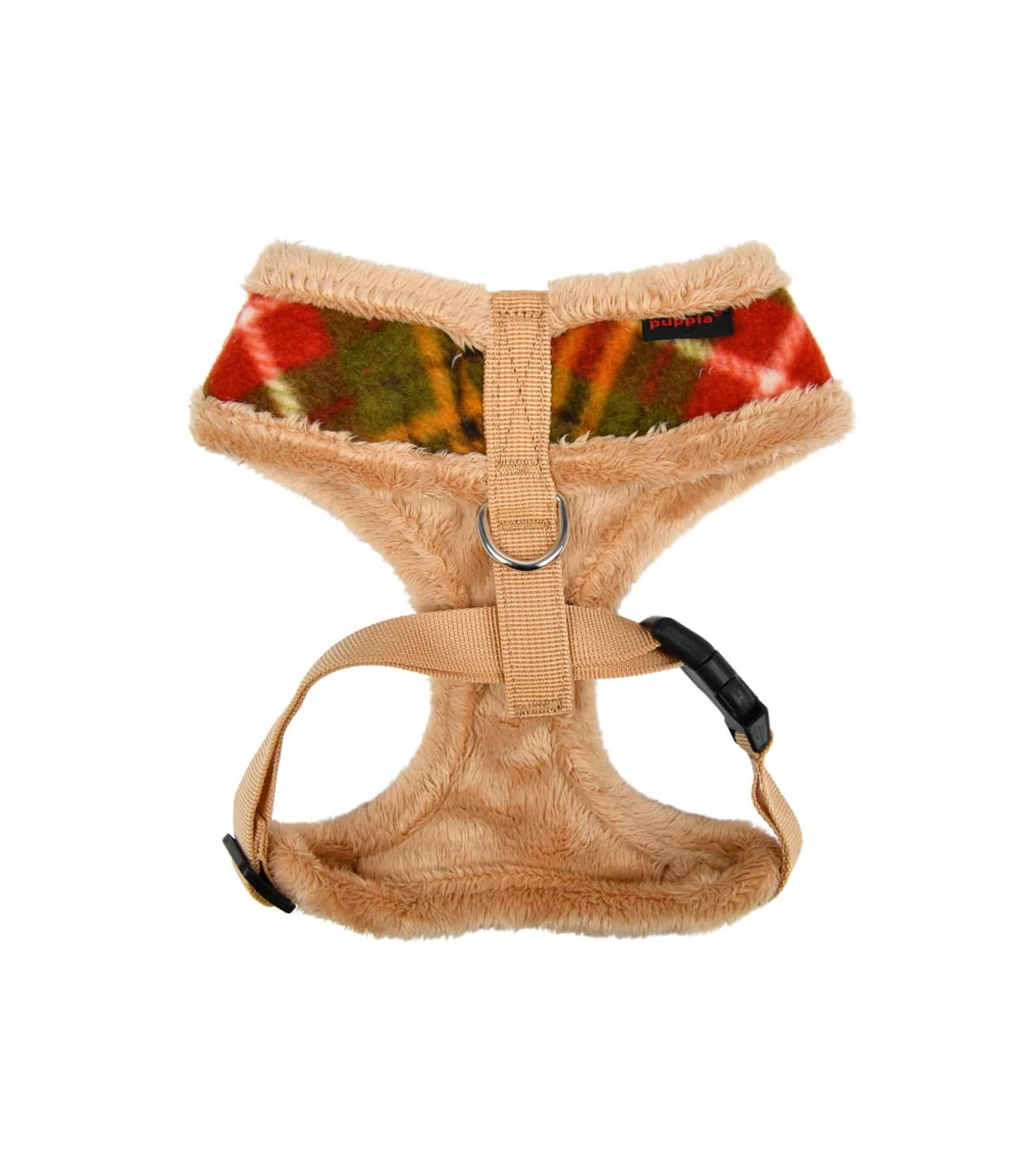 HA1985 Harnais Fourré écossais Beige Et Rouge Norman Puppia 2 HA1985 Harnais Fourré écossais Beige Et Rouge Norman Puppia – Image 2