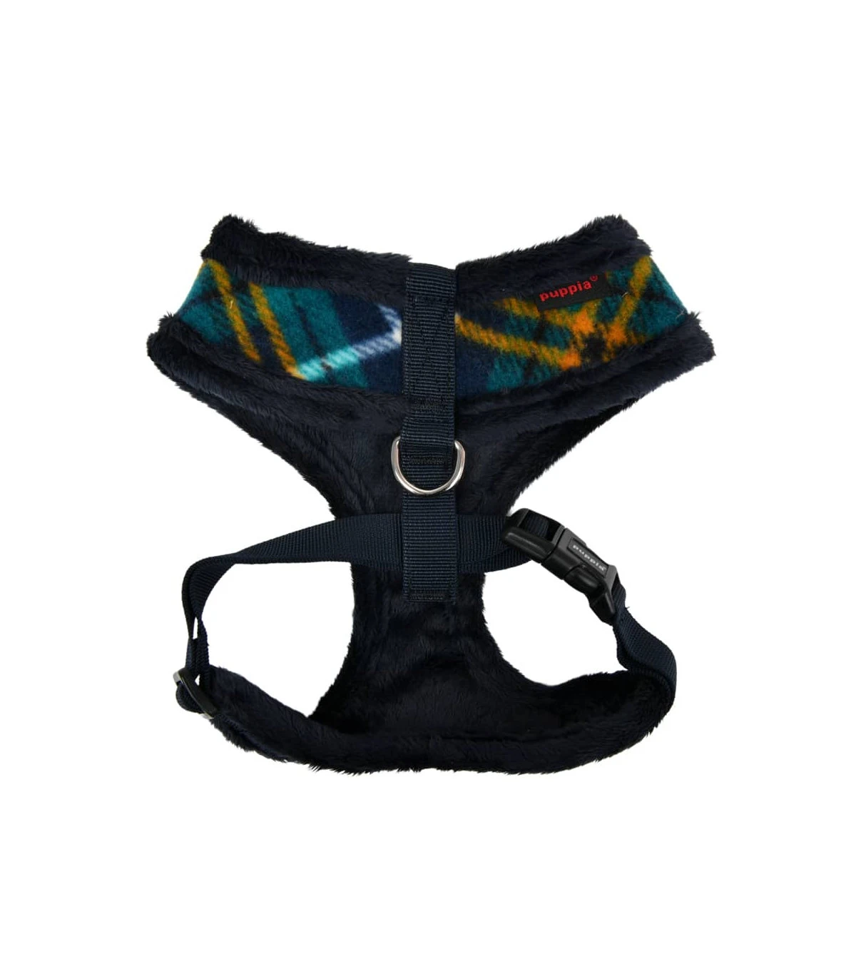 HA1985 Harnais Fourré écossais Navy Et Jaune Norman Puppia 2 HA1985 Harnais Fourré écossais Navy Et Jaune Norman Puppia – Image 2